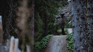 Freestyle Bike Trail in the woods of the Dolomites